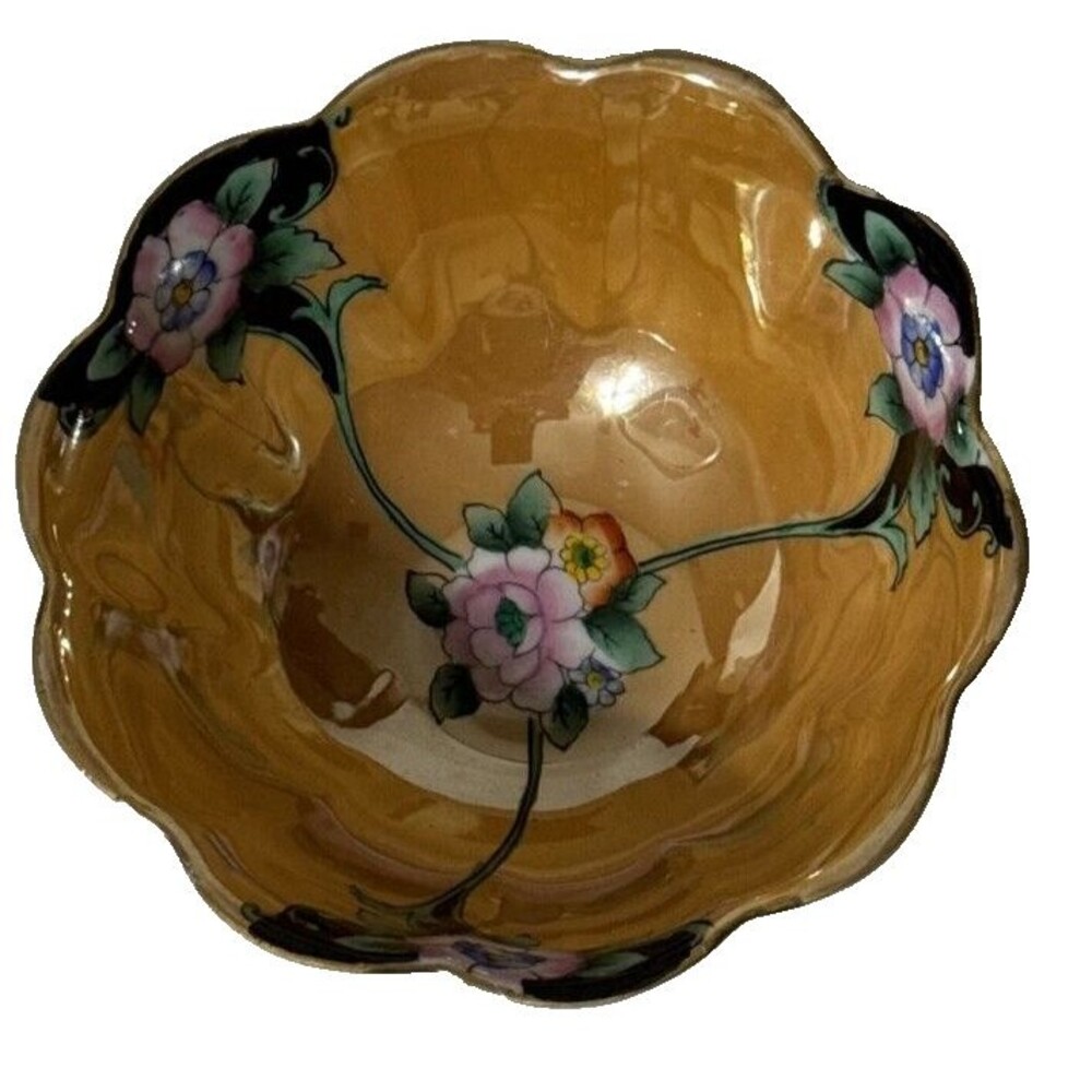 Noritake Hand Painted Three Footed China Nut Bowls 4.5" Floral Vintage